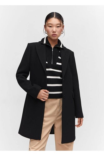 MANGO Woman Straight cut overcoat with flap