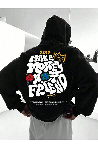 Moda Glo Унисекс суичър с надпис King Make Money