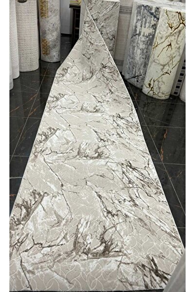 Nesrin JEL KAYMAZ TABAN KESME HALI YOLLUK KREM KAHVERENGİ İSKANDİNAV MAKİNEDE YIKANABİLİR