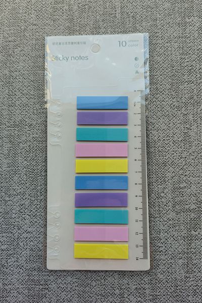 Mona Craftist Soft Pastel Colored 200 Sheets Post-It Note Paper - Index Sticker with Ruler