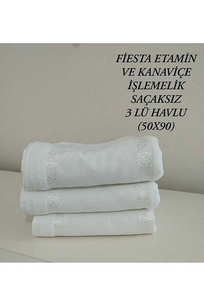HMZ Set of 3 Textile Etmín and Crosswind Embroidered Towels - Hand Ring (50X90)