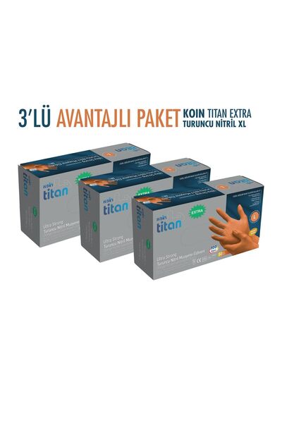 KOİN TİTAN EXTRA KALIN TURUNCU NİTRİL ELDİVEN 50Lİ XLARGE * 3 KUTU
