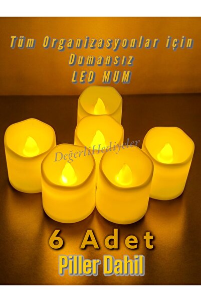 GÜLSEMALİ Her Türlü Organizasyon İçin Dumansız Kokusuz Pilli Led Mum Sarı Işı...
