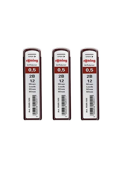 Rotring Min 05 (2B) Hi-Polymer (3 Pieces)