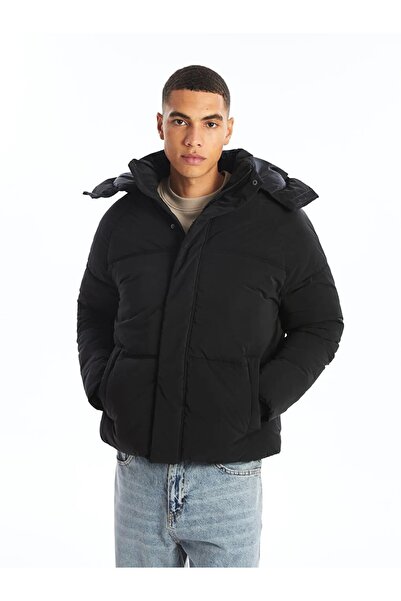 LC Waikiki XSIDE Νέο μαύρο ανδρικό παλτό με κουκούλα με άνετη εφαρμογή