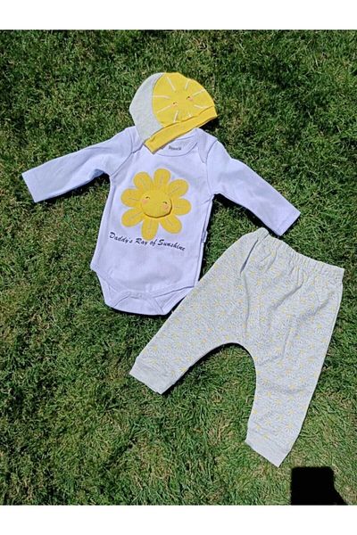 Miniworld Baby Girl White Daisy 3 Piece Set
