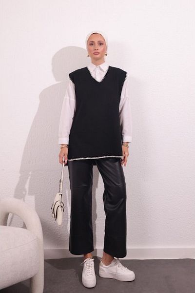 HİFADEN Women's Shepherd Stitched Knitwear Sweater