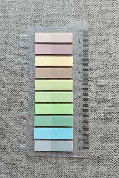 Mona Craftist Soft Pastel Colored 200 Sheets Post-It Note Paper - Index Sticker with Ruler
