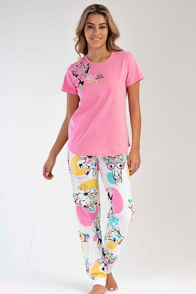 VİENETTA Women's Cotton Short Sleeve Pajama Set, 212333