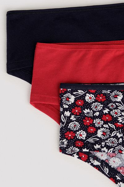 Penti Poppy Flower Pachet de 3 chiloți multicolori hipster