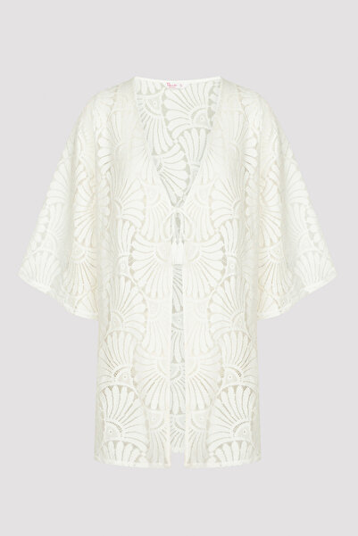 Penti Caftan alb din dantelă naturală