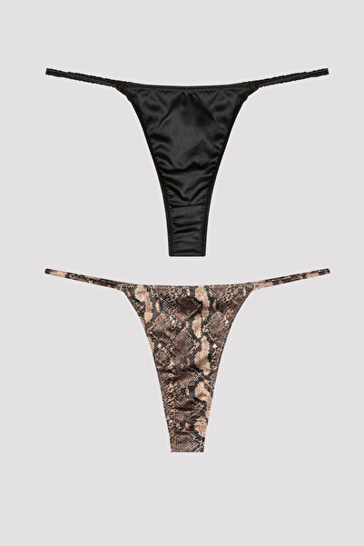 Penti Multicolored Satin Snake 2-Piece Thong Panties
