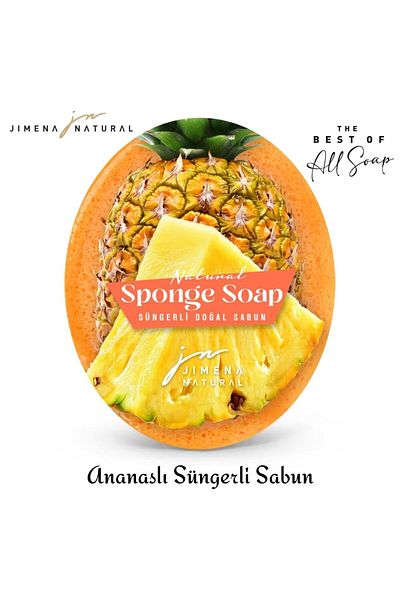 Jimena Natural صابون إسفنجي طبيعي بالأناناس 125 جم