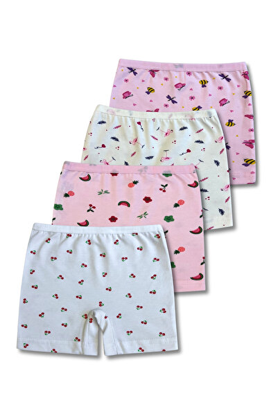 GizaKids %95 Pamuklu Kız Çocuk Boxer Külot İç Çamaşır 4lü Set