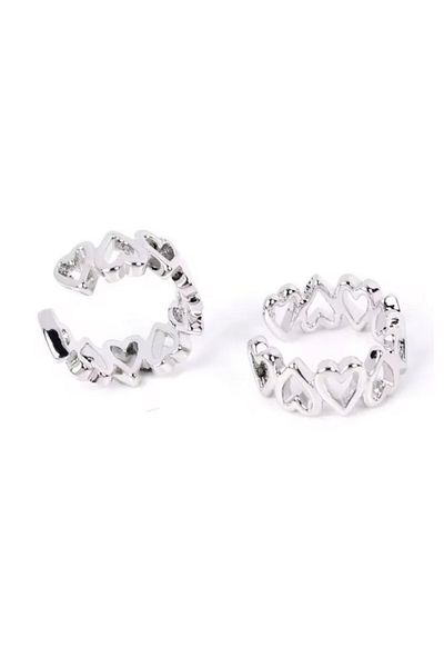 Jaida Moda Unisex Compression Non-Perforated Heart Patterned Steel Cartilage Earrings Ear Cuff