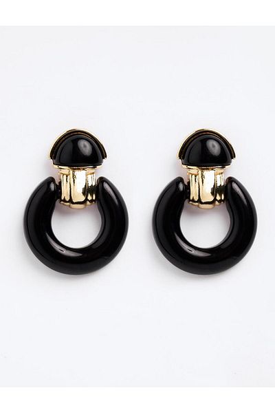 Özce Black Thick Hoop Earrings