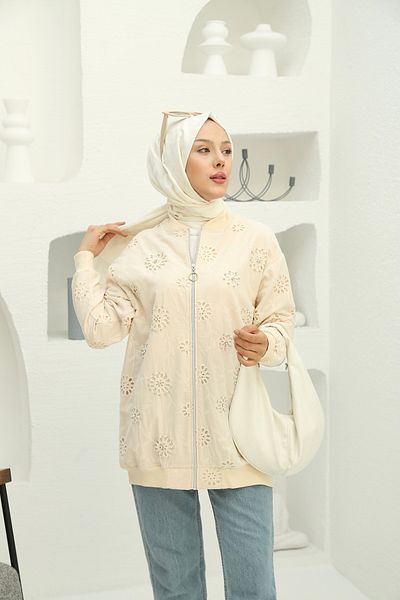 PİNK FLY Μπουφάν Bomber Collar Cap με λεπτομέρεια από Pearl Stone και τσέπες