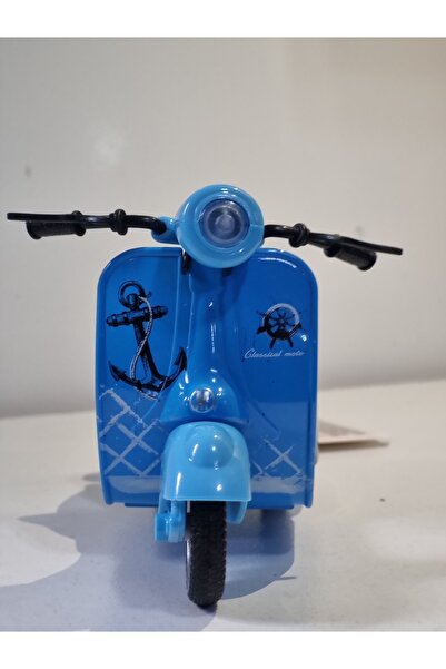 Hepsilazım Oyuncak Vespa Motor Çek Bırak Model Araç Hediyelik Oyuncak Motosiklet 13 Cm Çek Bırak Mavi