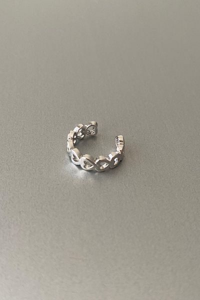 Jaida Moda Unisex Horizontal Heart Patterned Steel Cartilage - Compression Non-Perforated Earrings Ear Cuff