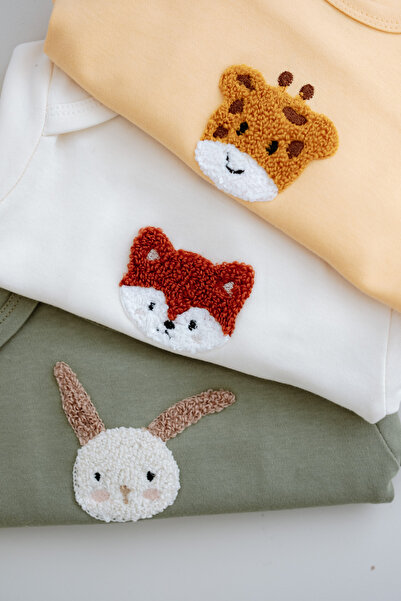Frelida Baby & Kids 100% Cotton Baby Bodysuit (Set of 3) - Cute Animal Punch ...