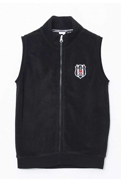 LC Waikiki Lcw Kids Stand Collar Fan Embroidered Fleece Zippered Boy Vest