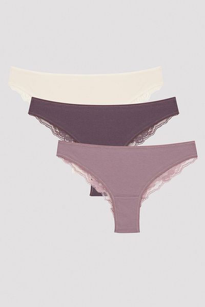 Penti Πολύχρωμο Μωβ Haze Lacy Back 3 τεμαχίων Brazilian εσώρουχο