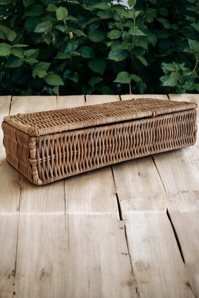 oceanpoint Natural Rattan Storage Box with Lid Handmade Multi-Purpose Box Jewelry and Accessory Organizer 25cm