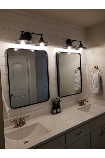 RİOLİGHT Vintage Retro Rustic 2Xe27 Black Movable Headboard Mirror Above Wall Sconce - 1 Piece Price