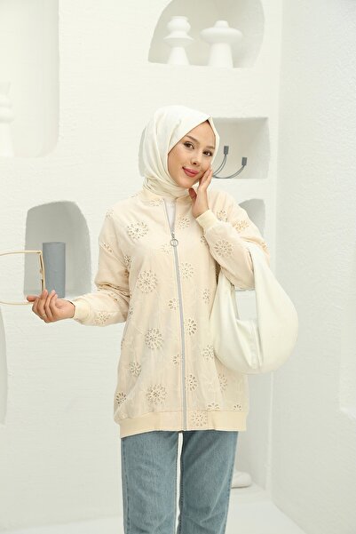 PİNK FLY Μπουφάν Bomber Collar Cap με λεπτομέρεια από Pearl Stone και τσέπες