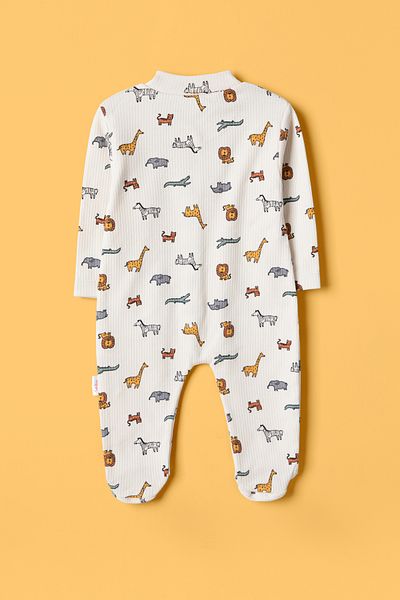 Krazber Beige Printed Baby Romper