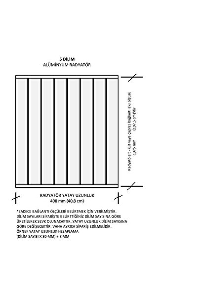 ALURAD Alüminyum Panel Radyatör Klasik 2000X5 Ral 9010 Kırık Beyaz