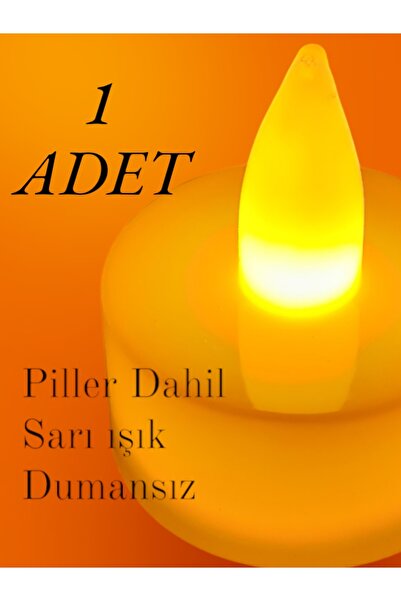 GÜLSEMALİ 1 ADET Her Türlü Organizasyon İçin Dumansız Kokusuz Pilli Led Mum S...