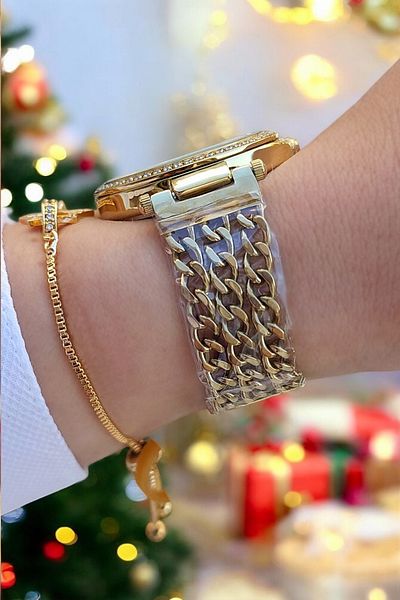 Daniel Klein Gold Yellow Chain Women's Wristwatch with Bracelet Gift