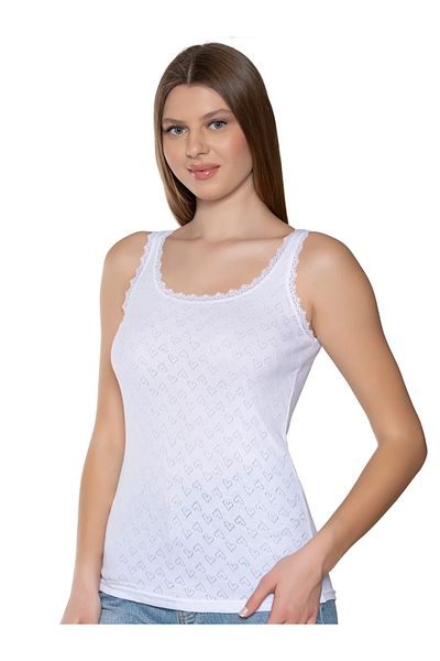 SİERNA Women's 6-Piece Jacquard Wide Strap Undershirt Srn-000636