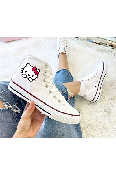 LEVENT ÖZCAN Hello Kitty Baskılı Beyaz Bilekli Spor Ayakkabı Çocuk Sneaker
