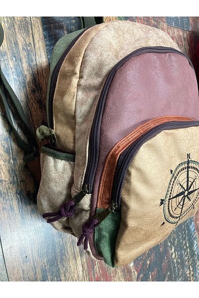 Street Bag Ethnic Authentic Bohemian Compass Κεντημένο αδιάβροχο σακίδιο πλάτης με ορθοπεδική υποστήριξη 3 ματιών