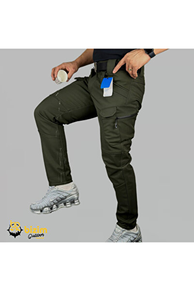 BİZİM OUTDOOR TACTİCAL Softshell Su Geçirmez Kışlık Pantolon Içi Polarlı Koyu Haki Renk