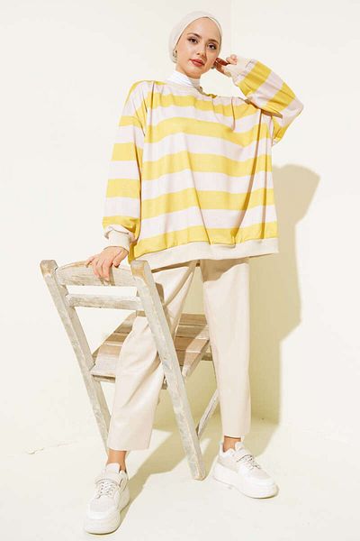 VOLT CLOTHİNG Γυναικείο Οριζόντιο Ριγέ Oversize τουνίκ
