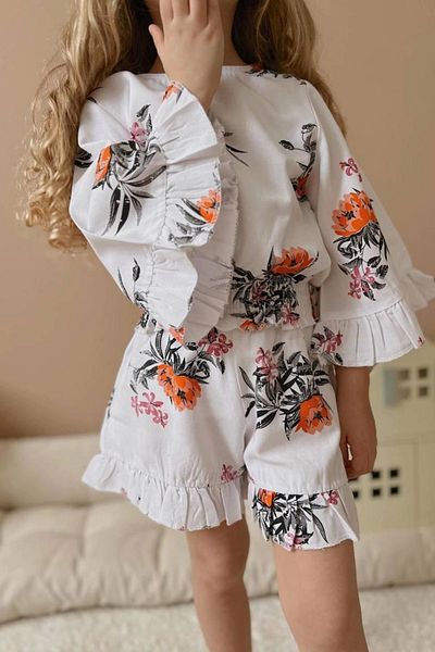 Kidmark Çocuk Modası Girl's Floral Shorts Suit