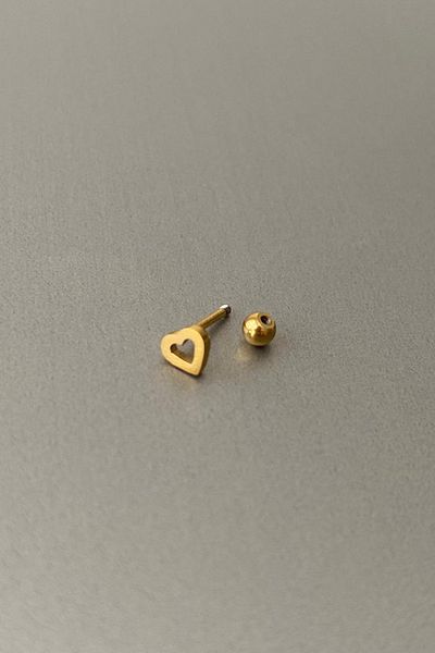Jaida Moda Unisex Gold Frame Heart Figure Steel Tragus Helix Cartilage Piercing