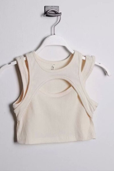 Kidmark Çocuk Modası بلوزة قصيرة كريمية بحمالات للفتيات