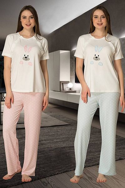 by İGP Set de pijamale de maternitate din bumbac cu maneca scurta