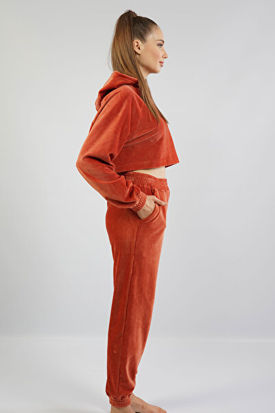 VİENETTA Vienetta Women's Long Sleeve Hooded Cuffed Pajama Set