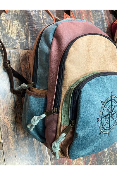 Street Bag Ethnic Authentic Bohemian Compass Κεντημένο αδιάβροχο σακίδιο πλάτης με ορθοπεδική υποστήριξη 3 ματιών