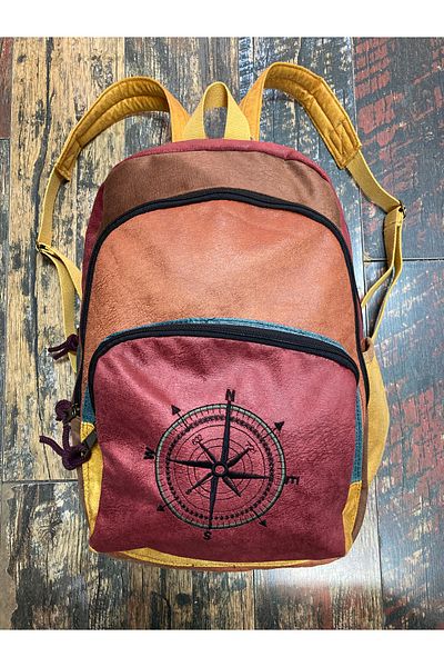 Street Bag Ethnic Authentic Bohemian Compass Κεντημένο αδιάβροχο σακίδιο πλάτης με ορθοπεδική υποστήριξη 3 ματιών
