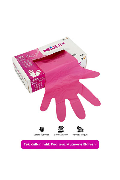Medicalx Pembe Pudrasız TPE Eldiven 100'lü - Small