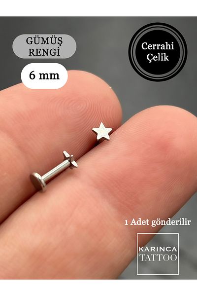 Karınca Piercing Star Piercing - 6 mm Surgical Steel, Anti-Tarnish Forward Helix Flat Conch Tragus