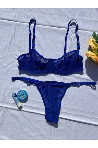 BLUE AVCI LINGERIE Set de bralet din tul Saks Blue Underwire