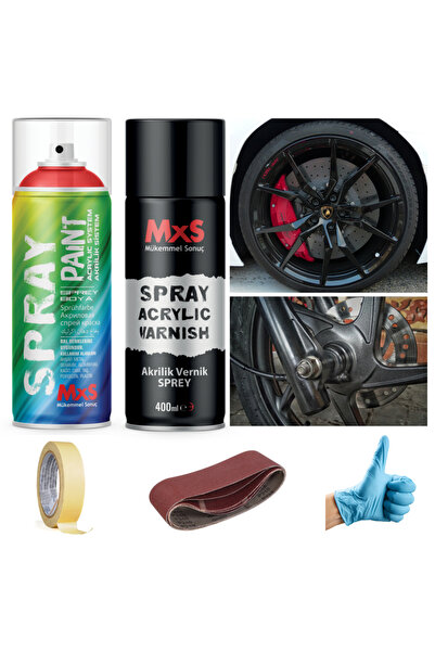 MxS MAT SİYAH JANT SETİ SPREY+VERNİK 400 ML + ZIMPARA + BANT + ELDİVEN