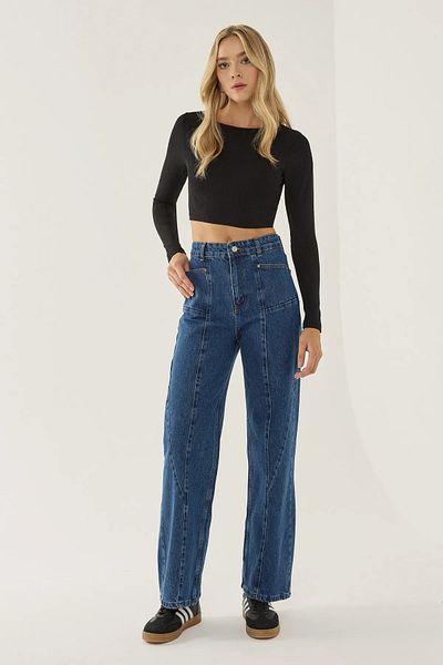 Hiccup Pantaloni din denim cu picioare largi cu cusături